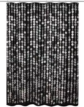 Kleine Wolke Duschvorhang Textil PERLA Schwarz 180 x 200 cm