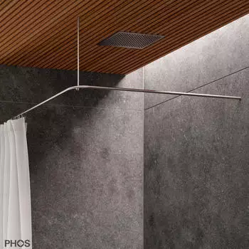 Phos Design Duschvorhangstange L-Form 100 x 90 cm zur Verschraubung