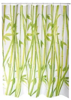 MSV Duschvorhang Bambus Polyester 180x200cm Grün-Weiß