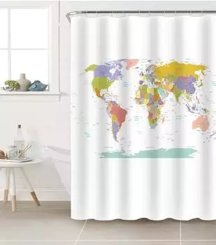 Sanilo Duschvorhang Weltkarte, Polyester, wasserdicht, 180x200cm