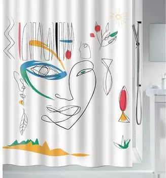 Spirella Duschvorhang "Faces" Polyester 180x200cm, bunt (10.29475)