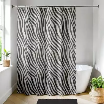 Tendance Naomi Duschvorhang Polyester, Zebramuster, 180x200cm (Naomi)