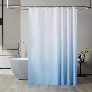 LuxusKollektion Duschvorhang 180x200cm, Textil, wei&szlig;/hellblau, Anti-Schimmel
