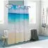 Relaxdays Duschvorhang mit Motiv, Polyester, 180x200cm, beige/weiß/hellblau