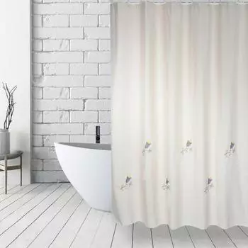 MSV Duschvorhang Tulip Baumwolle/Polyester, beige, 180x200cm