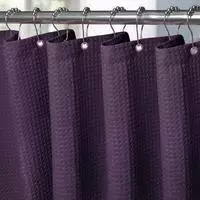 Waffel Duschvorhang Metallringe Stoff Textil Anti Schimmel Badvorhang 92x182cm