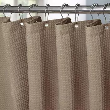 LuxusKollektion Duschvorhang Waffelstoff khaki, 182x182cm, Anti-Schimmel