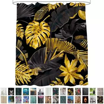 Sanilo Duschvorhang "Golden Leaves" 180x200cm, wasserdicht, Anti-Schimmel-Effekt