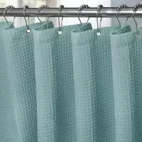 Waffel Duschvorhang Metall Duschvorhangringe Textil Badewannenvorhang 182 X