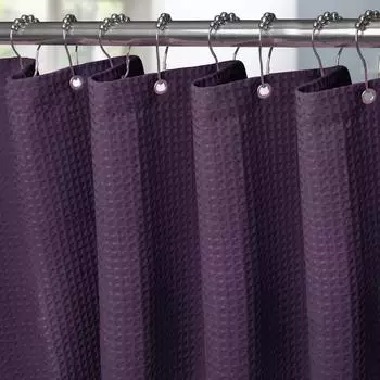 LuxusKollektion Waffel Duschvorhang Textil, antischimmel, lila, 182x182cm