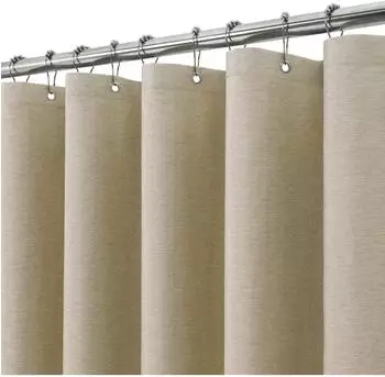 LuxusKollektion Duschvorhang Leinen mit Metall-Ringen, taupe, 182x182cm