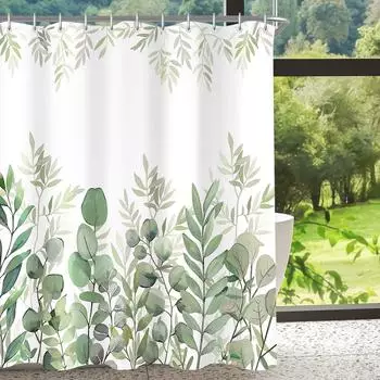 LuxusKollektion Duschvorhang Blätter 150x200cm, Textil, antischimmel (wasserdicht)