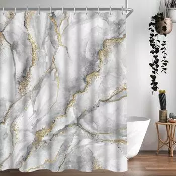LuxusKollektion Duschvorhang Marmor 240x180cm, Antischimmel, wasserabweisend, 16 &Ouml;sen