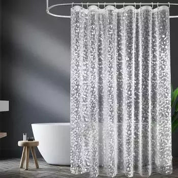 LuxusKollektion Duschvorhang Antischimmel transparent 3D-Kieselsteinmuster 180x200cm