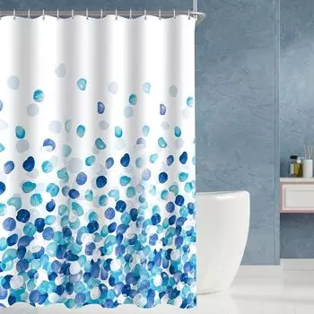 LuxusKollektion Duschvorhang blaue Bl&uuml;ten, Polyester, 200x200cm
