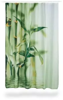 Relaxdays Duschvorhang Bambus-Motiv, gr&uuml;n, 180x200cm (10020754)