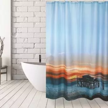 MSV Duschvorhang "Sunset" Anti-Schimmel, Polyester, 180x200cm (141121)