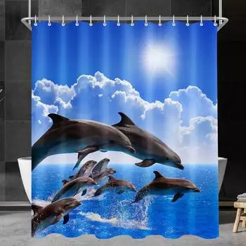 LuxusKollektion Duschvorhang Delphin Polyester, 240x180cm