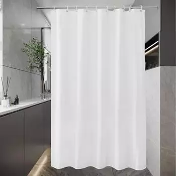 LuxusKollektion Schmaler Duschvorhang wei&szlig;, Polyester, 150x180cm, Anti-Schimmel