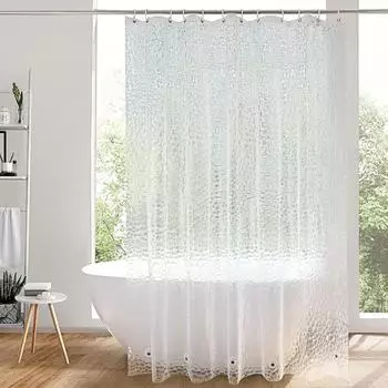 LuxusKollektion Duschvorhang transparent 200x200cm 3D-Muster, Anti-Schimmel, 5 Magnete
