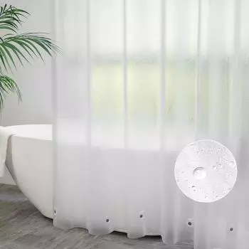 LuxusKollektion Duschvorhang transparent wei&szlig; 240x200cm mit Magneten (16 Haken)