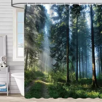 LuxusKollektion Duschvorhang Sunshine Forest 240x180cm, wasserabweisend