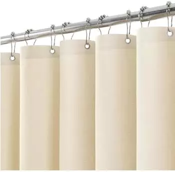 LuxusKollektion Duschvorhang Leinen mit Metallringen, wasserdicht, beige, 182x214cm