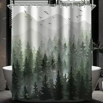LuxusKollektion Duschvorhang Wald-Muster 200x200cm, wasserabweisend, Antischimmel