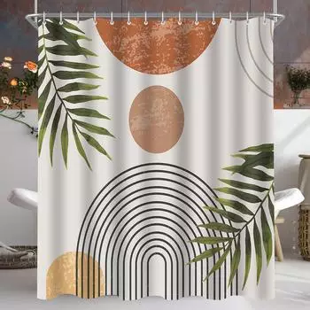 LuxusKollektion Duschvorhang Bl&auml;tter Muster 240x200cm, Polyester, wasserabweisend