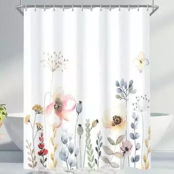 LuxusKollektion Duschvorhang Blumenmuster 200x200cm, Polyester, antischimmel