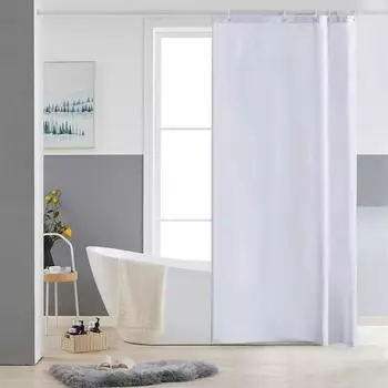 LuxusKollektion Schmaler Duschvorhang Polyester wei&szlig; 90x180cm