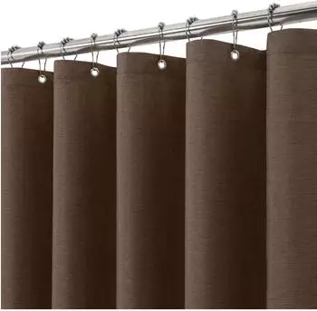 LuxusKollektion Duschvorhang Leinen mit Metallringen, wasserdicht, braun, 152x214cm
