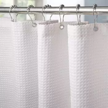 LuxusKollektion Duschvorhang Waffelstoff wei&szlig; 152x214cm mit Metallringen