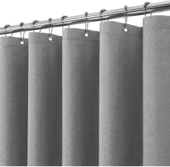 LuxusKollektion Duschvorhang Leinen, grau, 275x182cm, wasserdicht, Anti-Schimmel