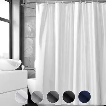 LuxusKollektion Duschvorhang 180x200cm, wasserabweisend, antibakteriell, wei&szlig;