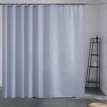 Gerster Duschvorhang Überlänge Anti-Schimmel Textil grau/blau 180x240cm