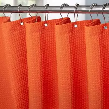LuxusKollektion Duschvorhang Waffelstoff orange 152x214cm mit Metallringen