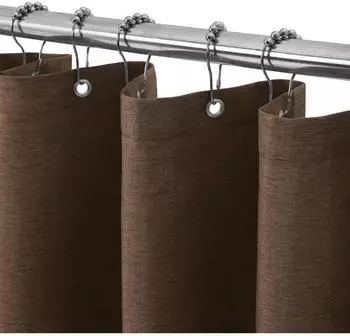 LuxusKollektion Duschvorhang Leinen, wasserdicht, 122x182cm, braun (mit Metallringen)