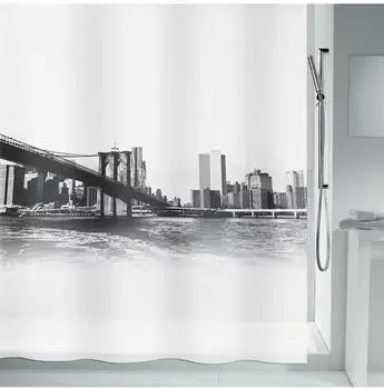 Spirella New Brook Duschvorhang PEVA 180x200cm wei&szlig;-schwarz (40.07574)