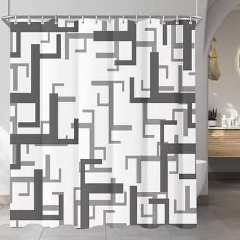LuxusKollektion Duschvorhang Block Antischimmel wasserabweisend Polyester 180x200cm