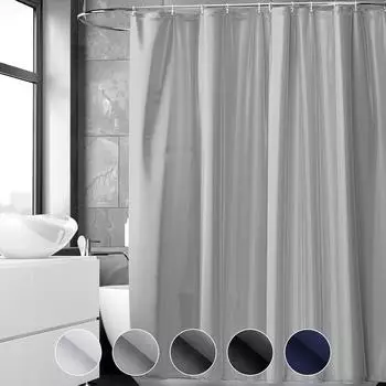 LuxusKollektion Duschvorhang 240x200cm, Anti-Schimmel, wasserdicht, PVC, grau