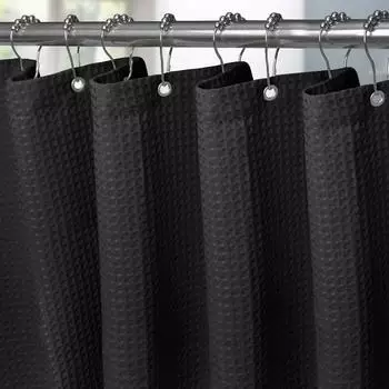 LuxusKollektion Duschvorhang Waffelstoff schwarz 275x182cm, wasserdicht, Anti-Schimmel