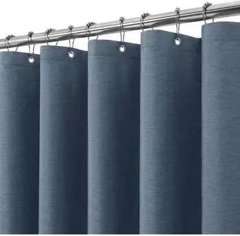 LuxusKollektion Duschvorhang Leinen, marineblau, 182x198cm, Metallringe