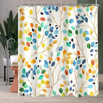 LuxusKollektion Duschvorhang "Bunter Baum" 180x160cm, Textil, antischimmel