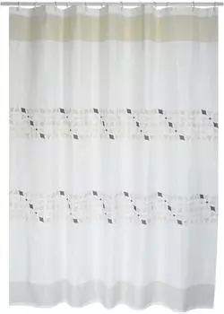 MSV Porto Duschvorhang Polyester, weiß/beige, 180x200cm (143016)