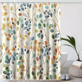 Gerster Duschvorhang Boho-Pflanzen beige, Textil, 180x200cm