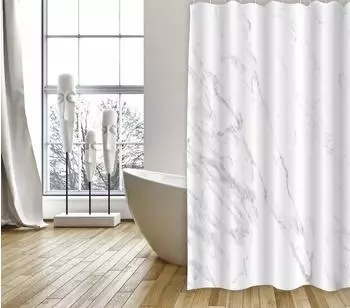 MSV Toscana Duschvorhang Polyester, marmor weiß, 180x200cm (MS3109)