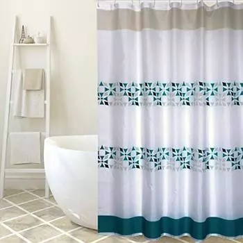 MSV Porto Duschvorhang Polyester, weiß/blau, 180x200cm (143018)