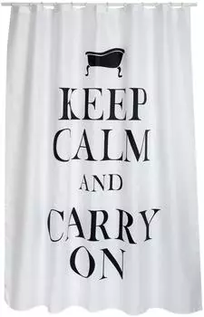 MSV Duschvorhang "Keep Calm and Carry On" Polyester 180x200cm (144032)