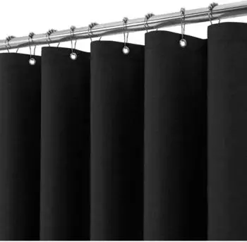 LuxusKollektion Duschvorhang Leinen mit Metallringen, 182x214cm, schwarz, wasserdicht